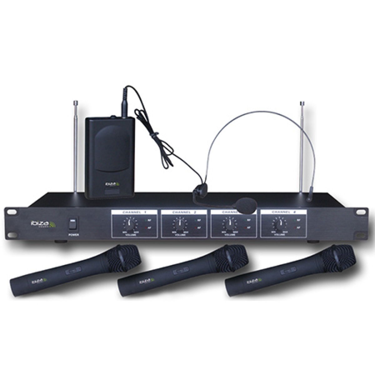 Microfon SET 4 MICROFOANE WIRELESS( 3 MANA + 1 CASCA) IBIZA