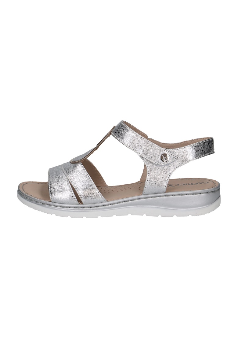 Sandale din piele cu inchidere velcro - Argintiu