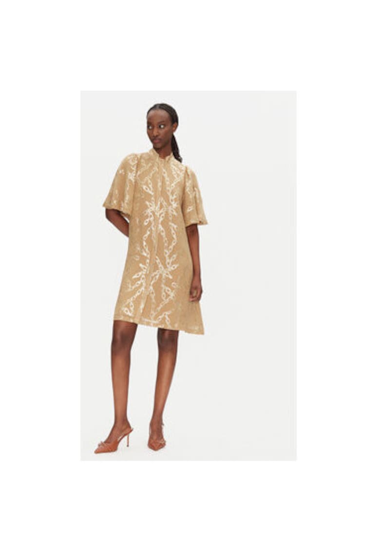 Camasa stil rochie dama  BBW4552 - Viscoza - Bej - Bej