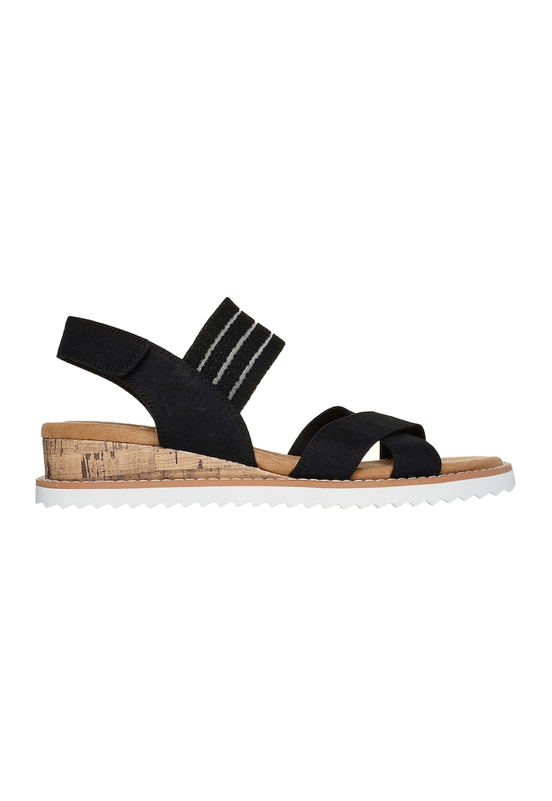 Sandale de piele ecologica cu velcro - Negru