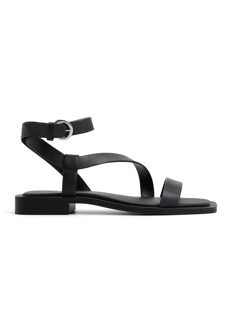 Sandale de piele cu talpa plata Gurugar - Negru