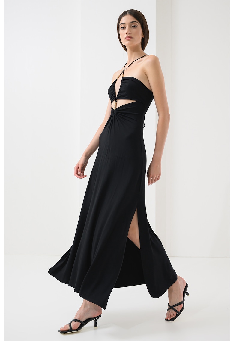 Rochie midi cu decupaje frontale - Negru
