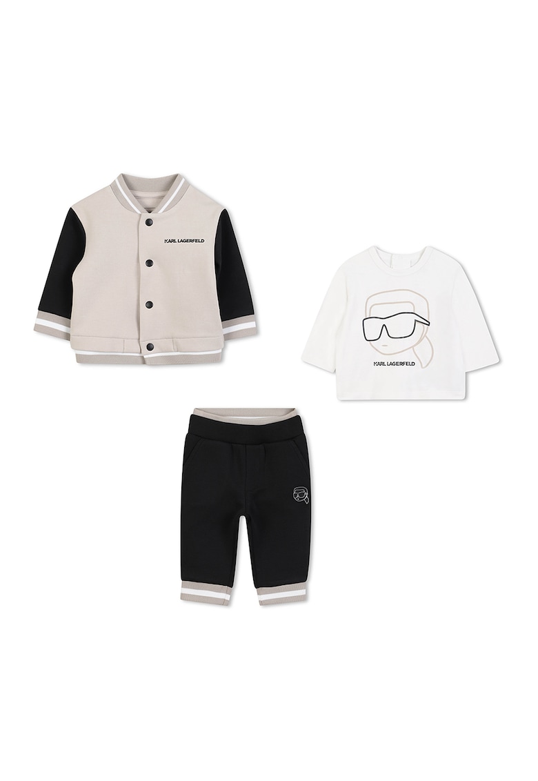 Set de jacheta bomber - tricou si pantaloni de trening - Negru/Maro nisip