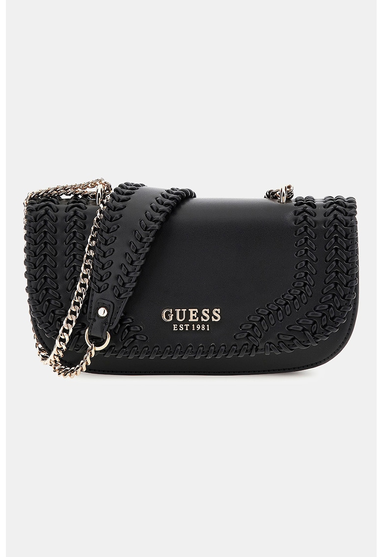 Geanta crossbody din piele ecologica cu bareta din lant - Negru