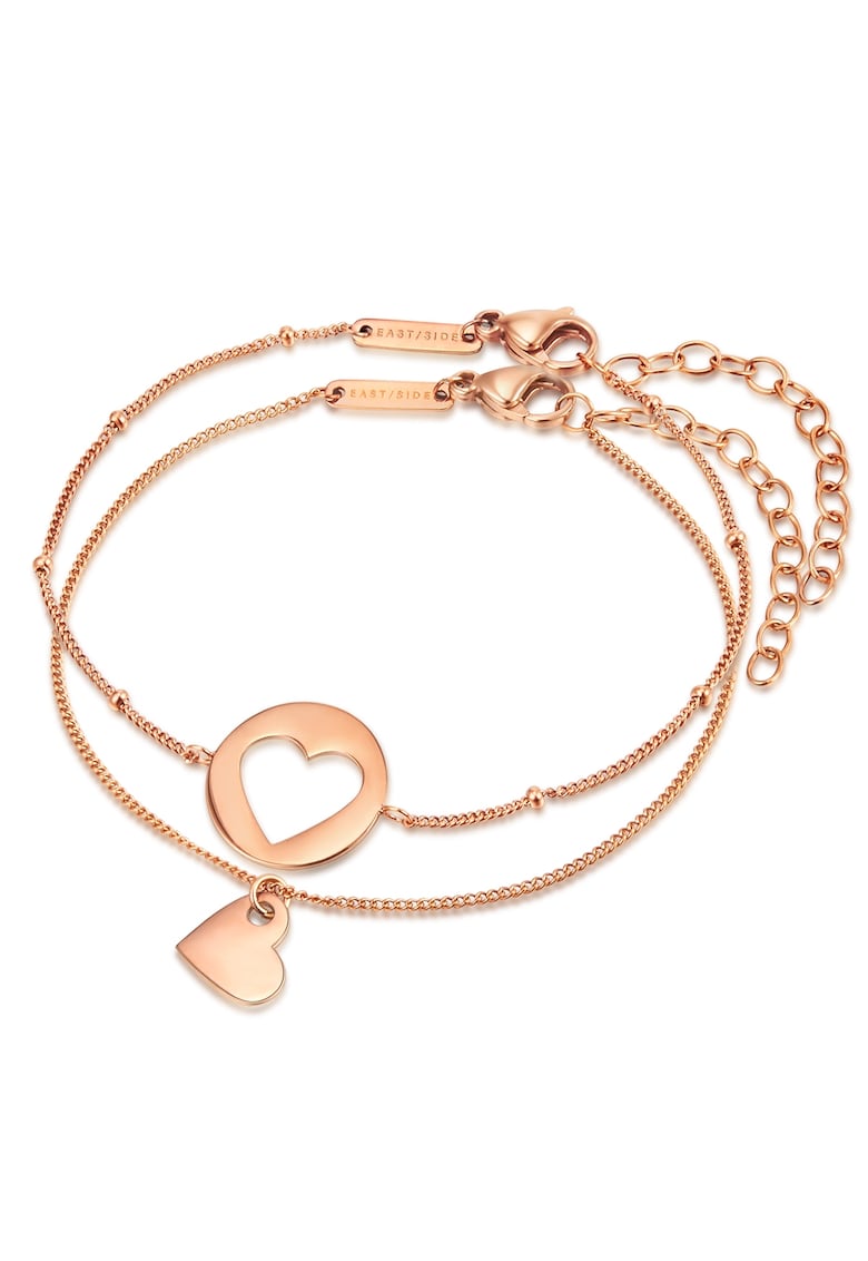 Set de bratari placate cu aur rose de 18K - 2 piese - Auriu rose