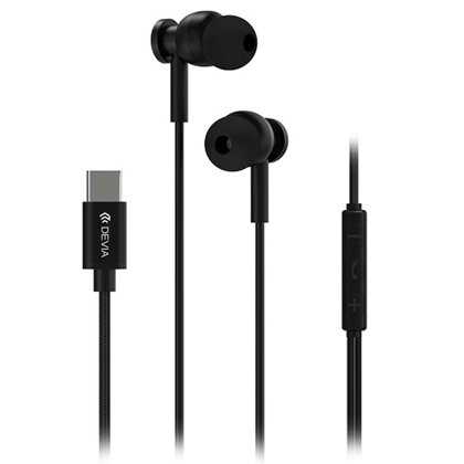 Casca stereo 1.2M cu mufa tip c - negru Devia BRA014021