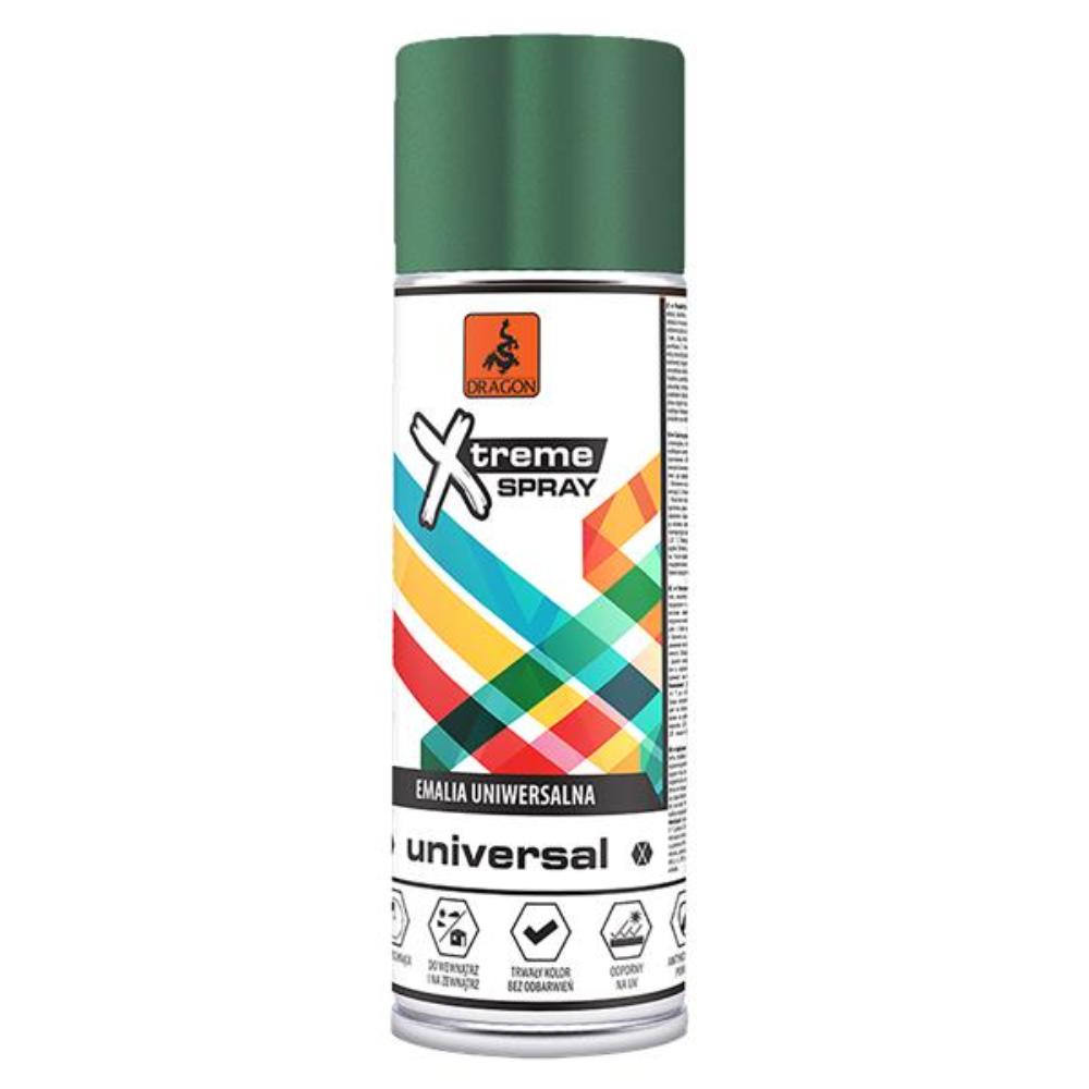Vopsea spray universala Dragon Xtreme, verde RAL 6005, lucios, interior/exterior, 400 ml