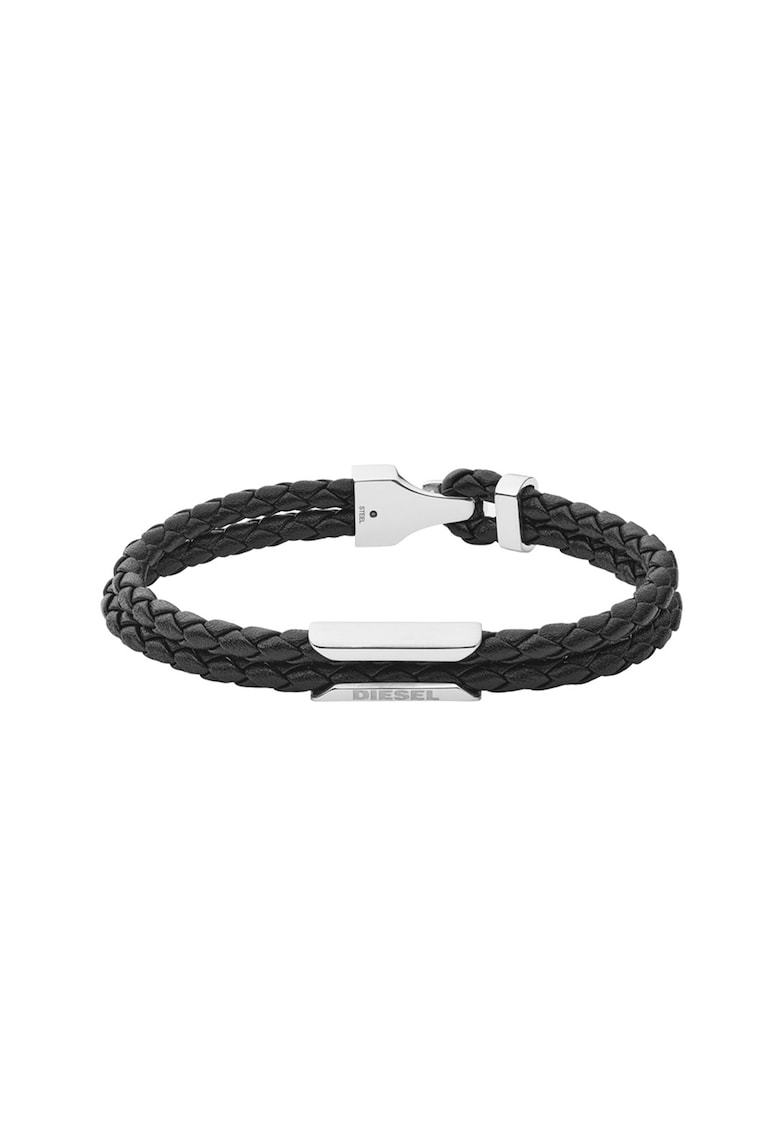 Bratara din piele cu logo - Negru