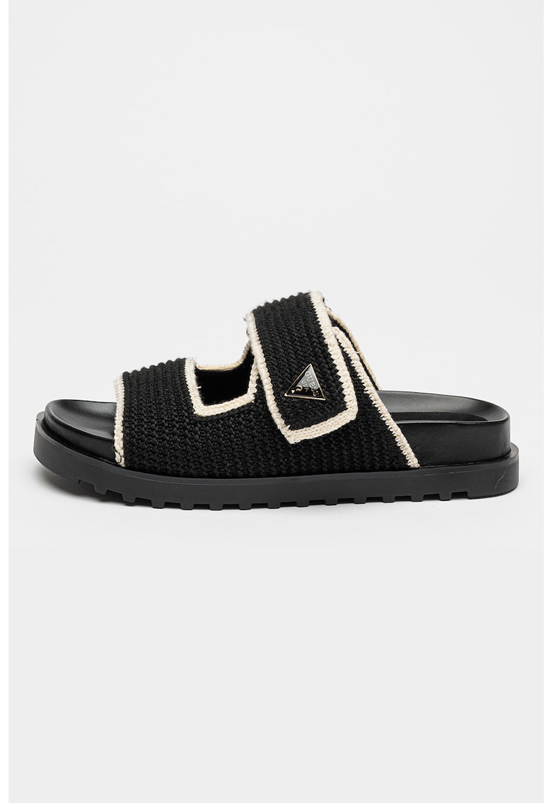Papuci din tricot - Alb fildes/Negru