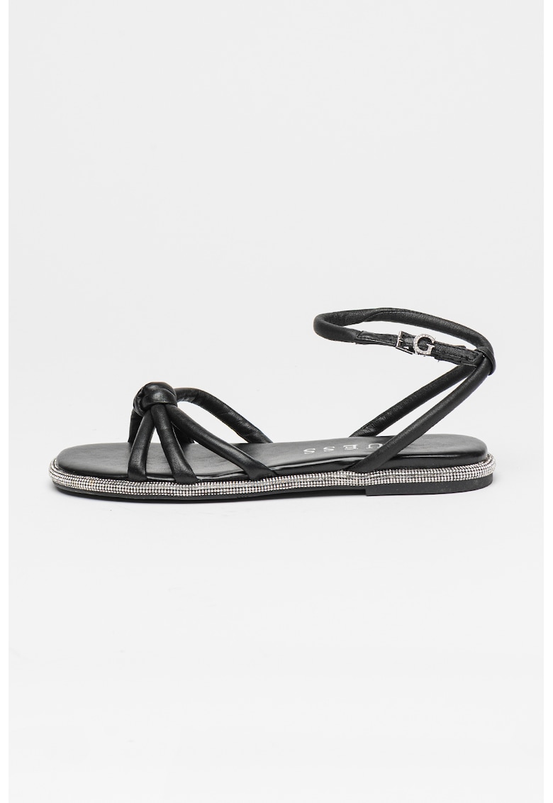 Sandale de piele cu bareta pe glezna - Negru