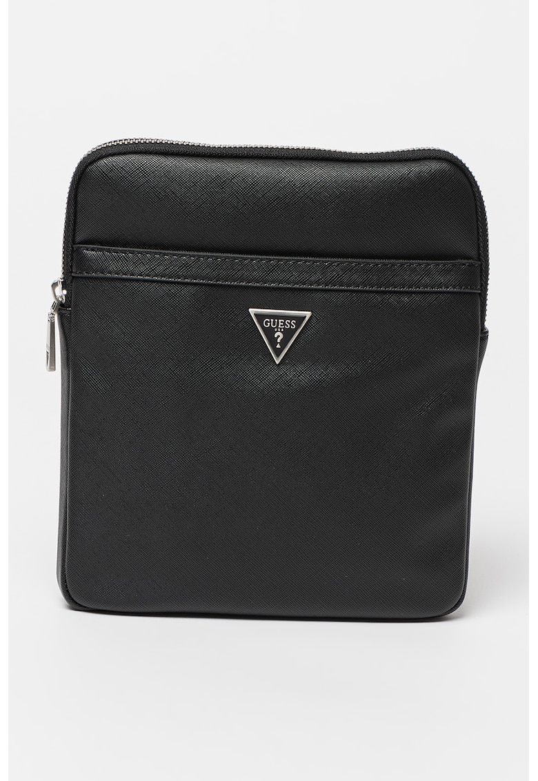 Geanta crossbody de piele ecologica cu logo Certosa - Negru