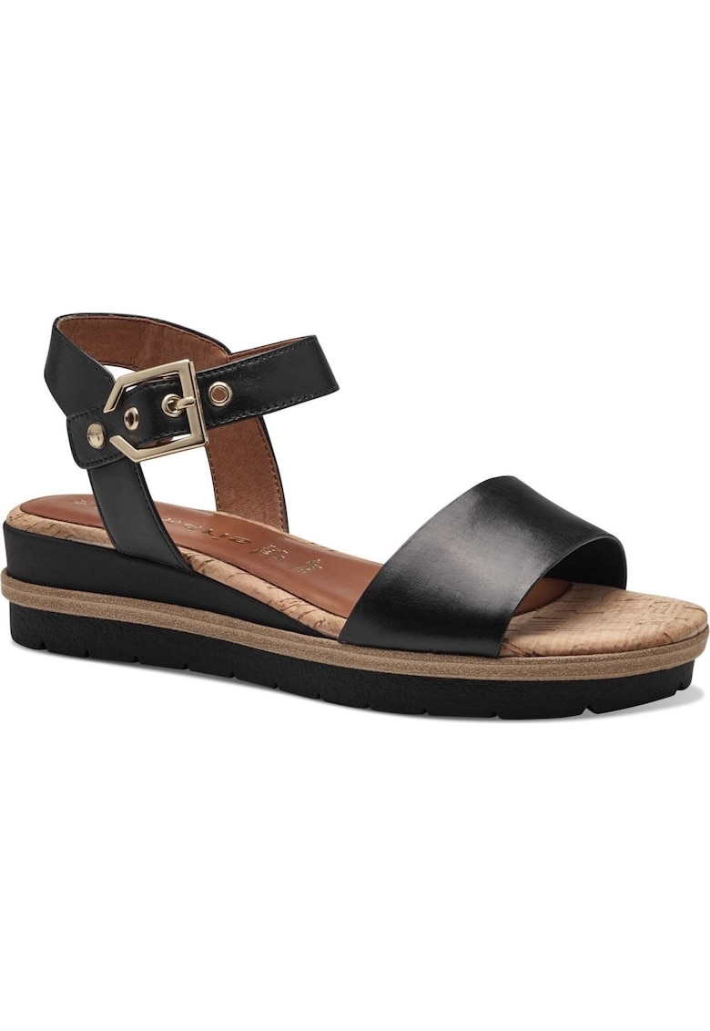 Sandale dama -  Piele naturala/Pluta - Negru - Negru