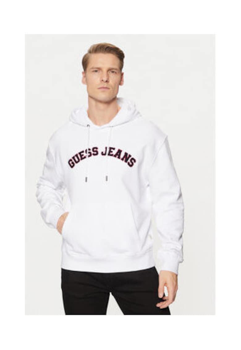 Hanorac din bumbac cu model logo si gluga