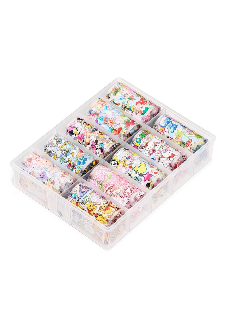 Folie aluminiu -  efect de gheata sparta - multicolor - set 10 modele - 4x100cm