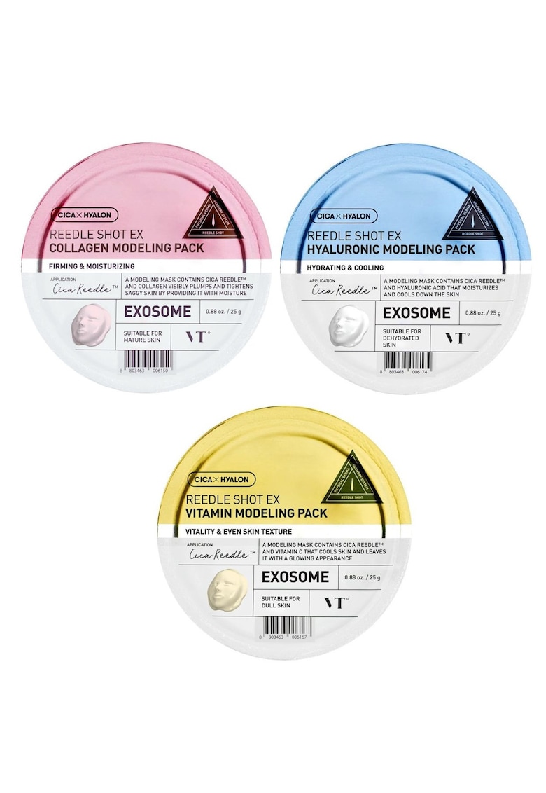 Set de 3 masti cu alge  Reedle Shot EX: Colagen + Vitamina + Acid hialuronic - 3 x 25 g (Cu colagen + cu vitamine + cu acid hialuronic)