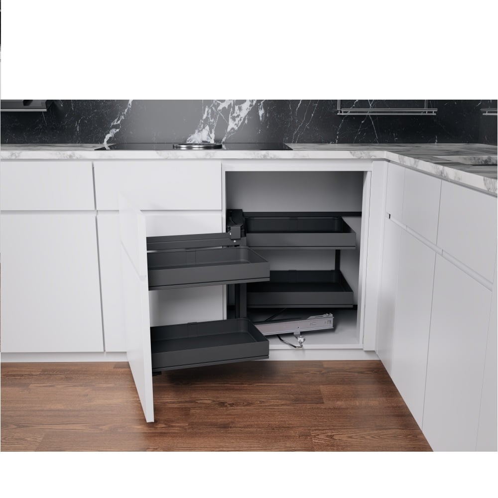Mecanism colt Kesseboehmer Magic Corner, amortizare, deschidere stanga, antracit