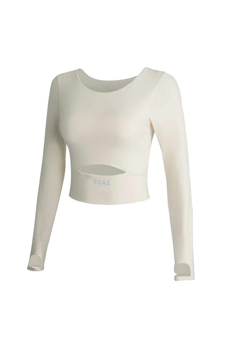 Oferte la Bluza crop cu decupaj frontal - pentru fitness Revelation - Alb