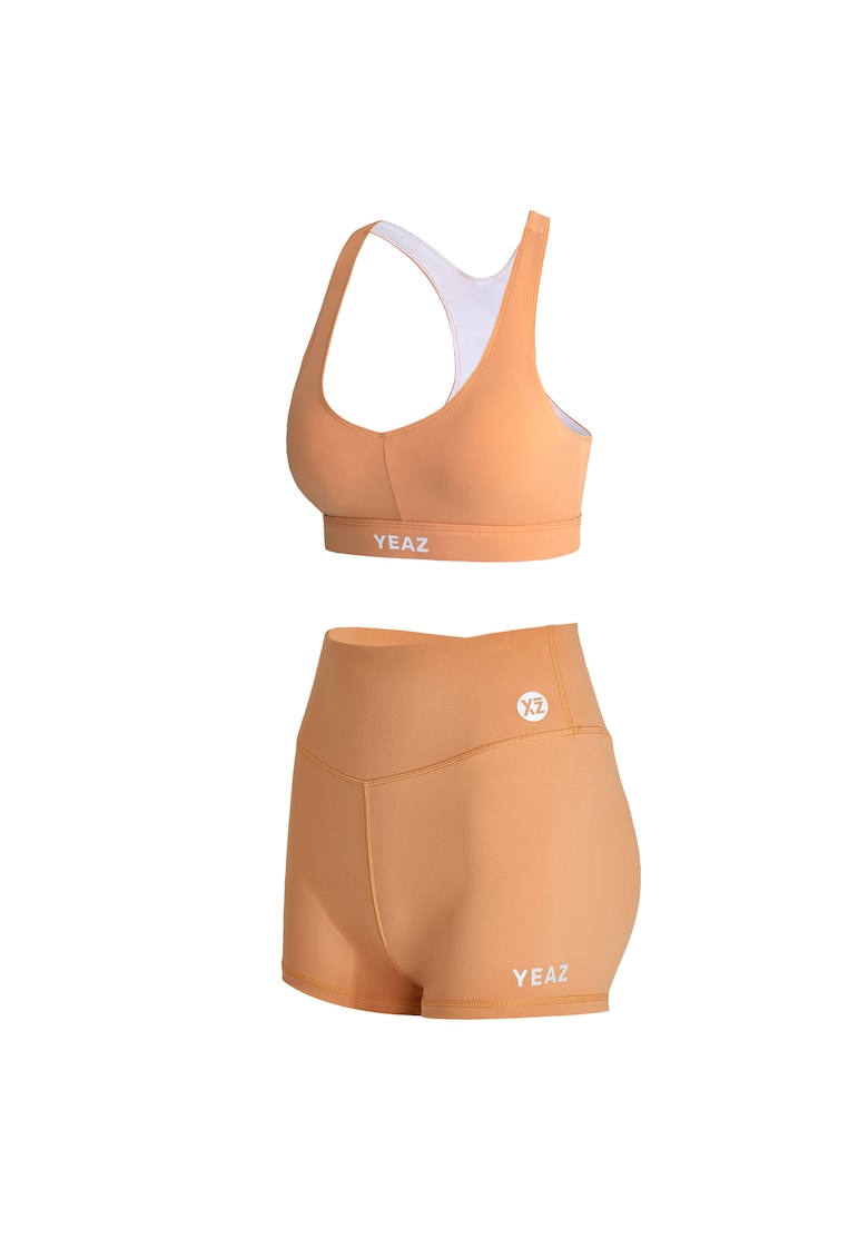 Oferte la Set de top cu decolteu in V si colanti scurti pentru fitness Celeb - Portocaliu