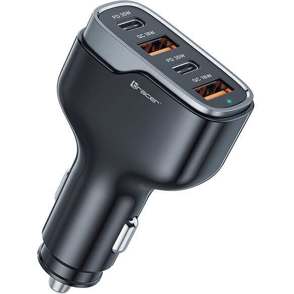 Incarcator Auto QuickCharger 60W 2x USB-C PD 30W 2x USB-A QC 18W Negru