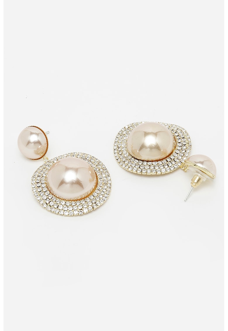Cercei drop placati cu aur de 18K - Alb/Auriu rose/Transparent