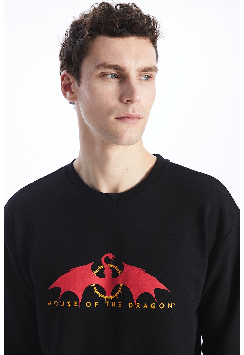 Bluza de trening cu imprimeu grafic - Negru/Coral