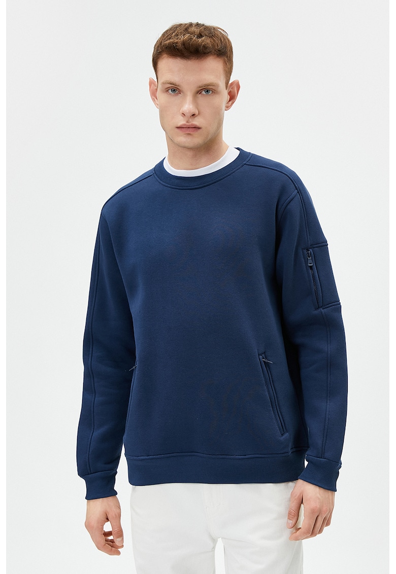 Bluza de trening cu buzunare cu fermoar - Albastru inchis