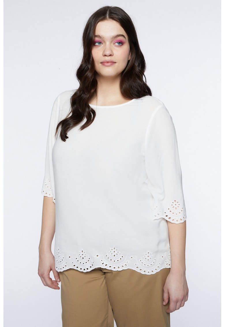Bluza cu maneci 3/4 - Alb/Negru/Roz