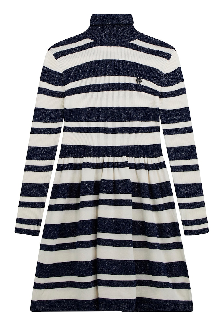 Rochie tricotata cu dungi - Alb murdar/Bleumarin
