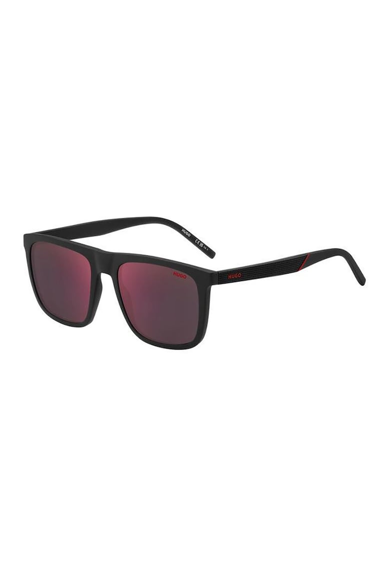 Ochelari de soare dreptunghiulari cu logo discret pe brate - Negru/Violet tyrian