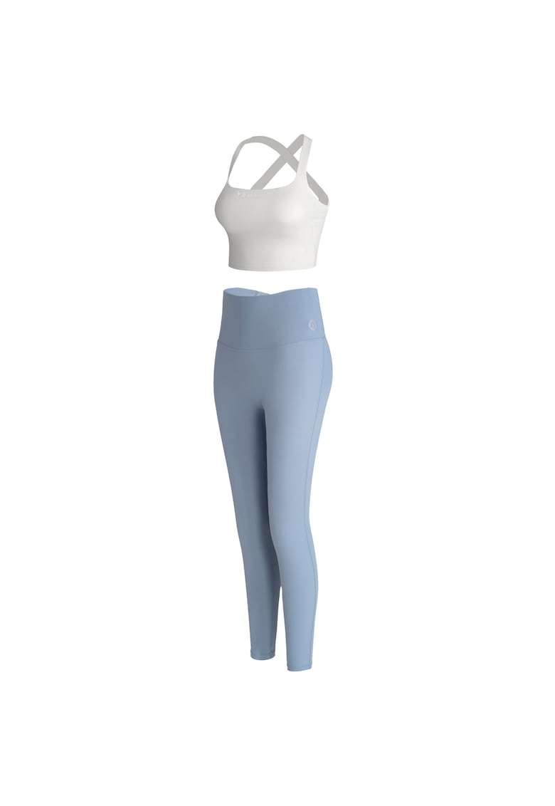 Oferte la Set de top crop si colanti pentru antrenament - 2 piese - Alb