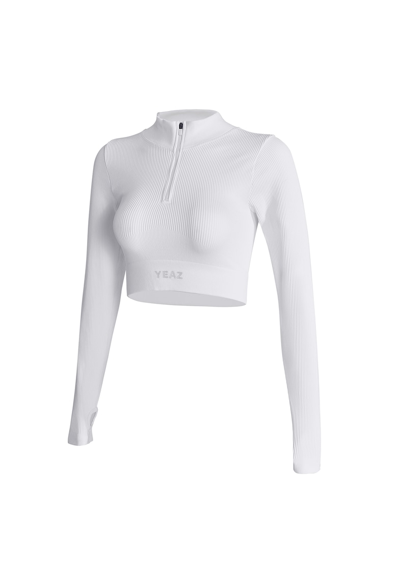 Oferte la Bluza crop cu fermoar scurt pentru antrenament - Alb