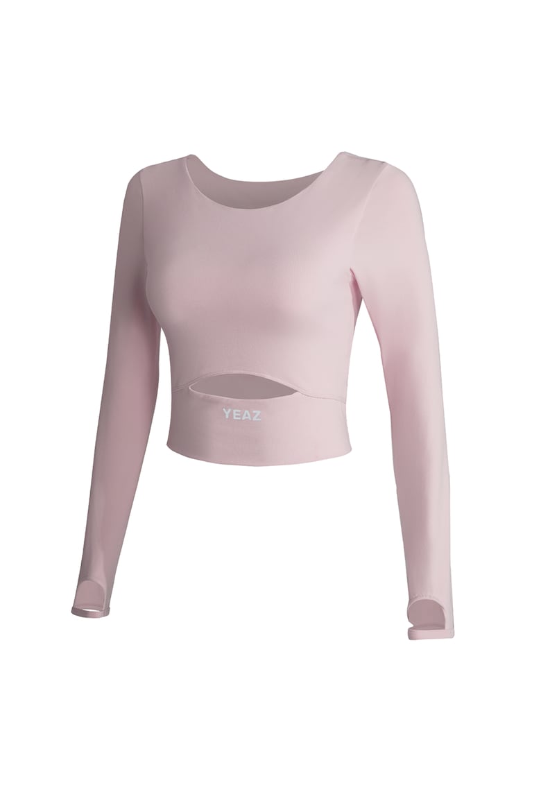 Oferte la Bluza crop cu decupaj frontal - pentru fitness Revelation - Roz