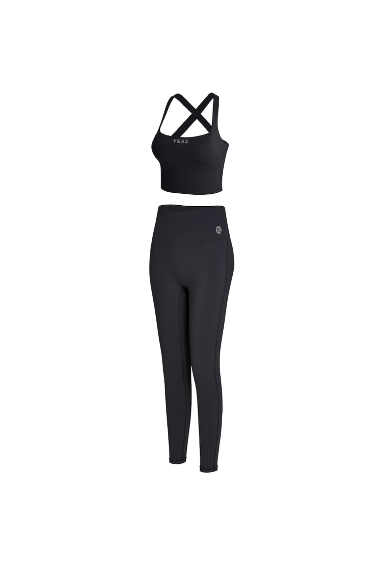 Oferte la Set de top crop si colanti pentru antrenament - 2 piese - Negru