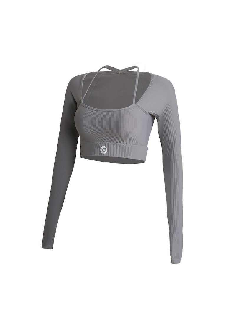Oferte la Bluza crop pentru antrenament Club Level - Gri