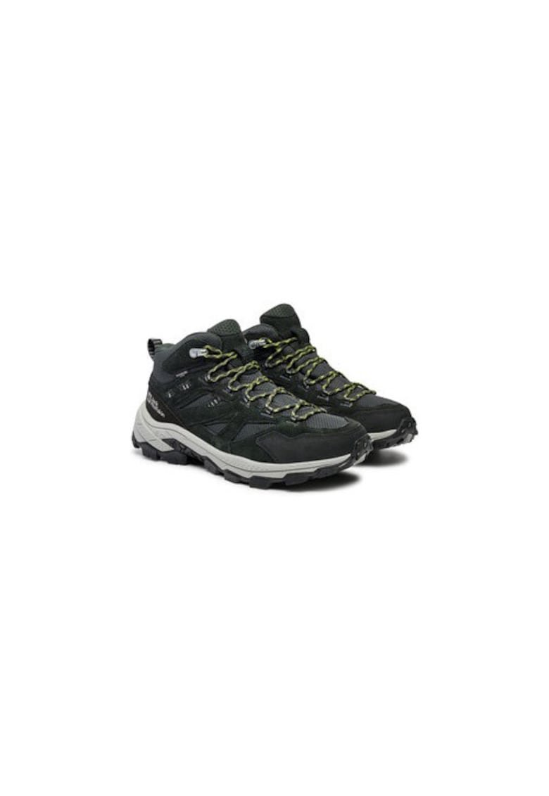 Bocanci trekking barbati  303952433 - Piele ecologica - Negru
