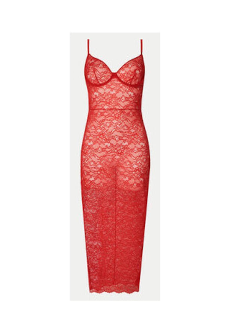 Rochie midi transparenta din dantela