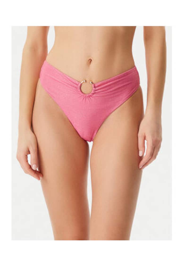 Slip de baie cu element metalic - roz