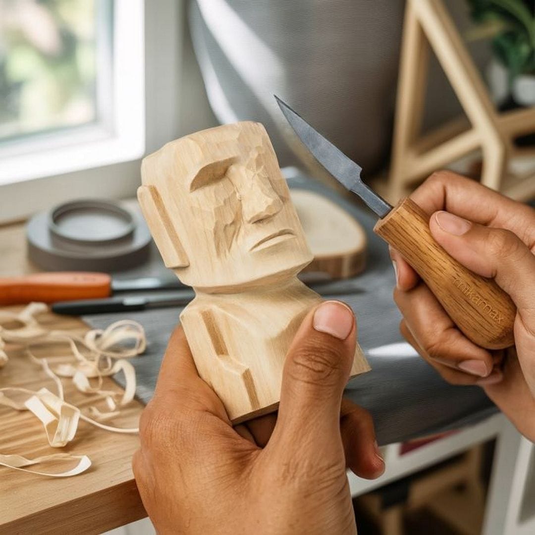 Set de Sculptură în Lemn pentru Începători - Figurină Moai