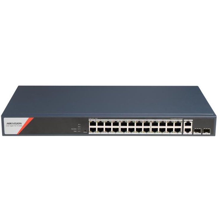 Switch 24 porturi PoE Hikvision DS-3E1528HP-SI-24P2T2F: 24 x 10/100/1000 Mbps PoE Ports