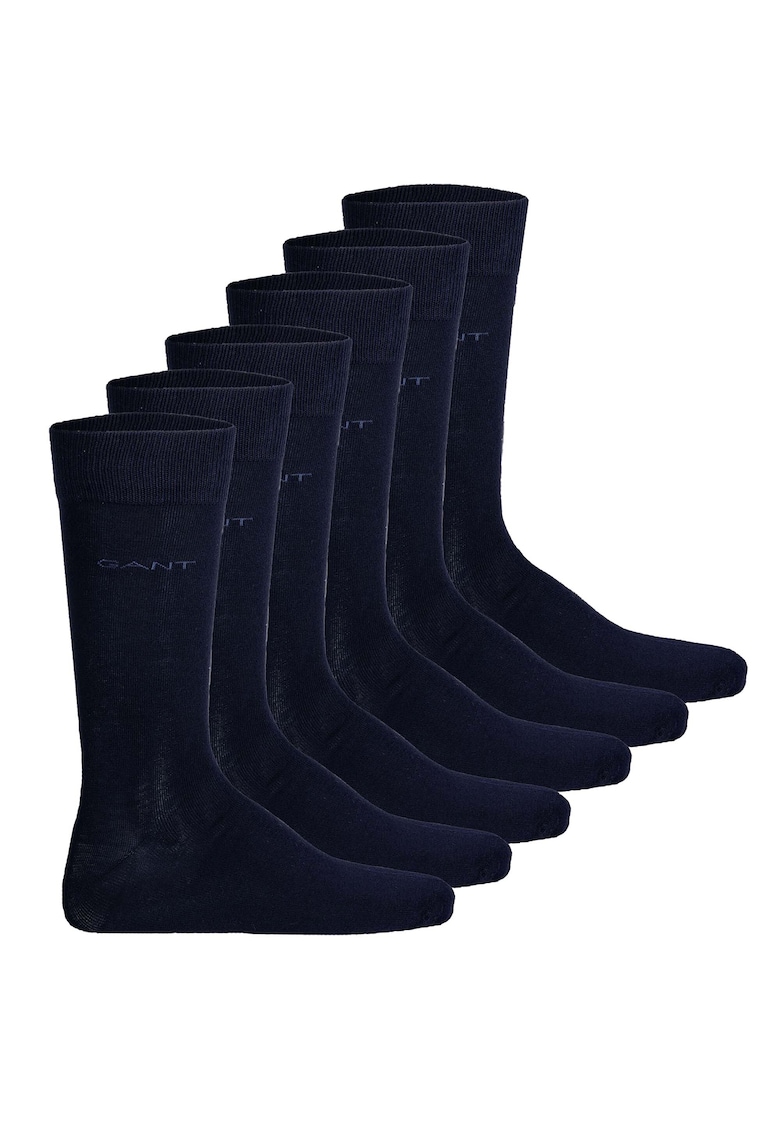 Set de sosete lungi cu logo discret - 3 perechi - Albastru