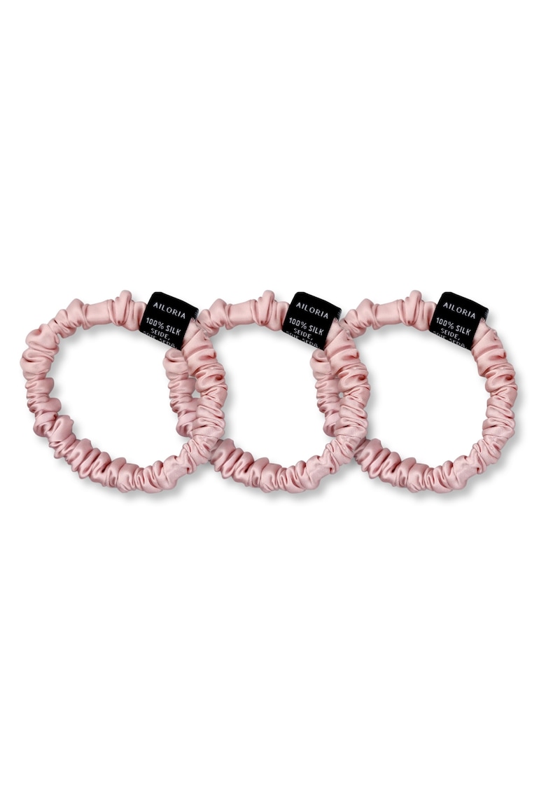 Oferte la Set de elastice de par din matase - 3 piese - Roz