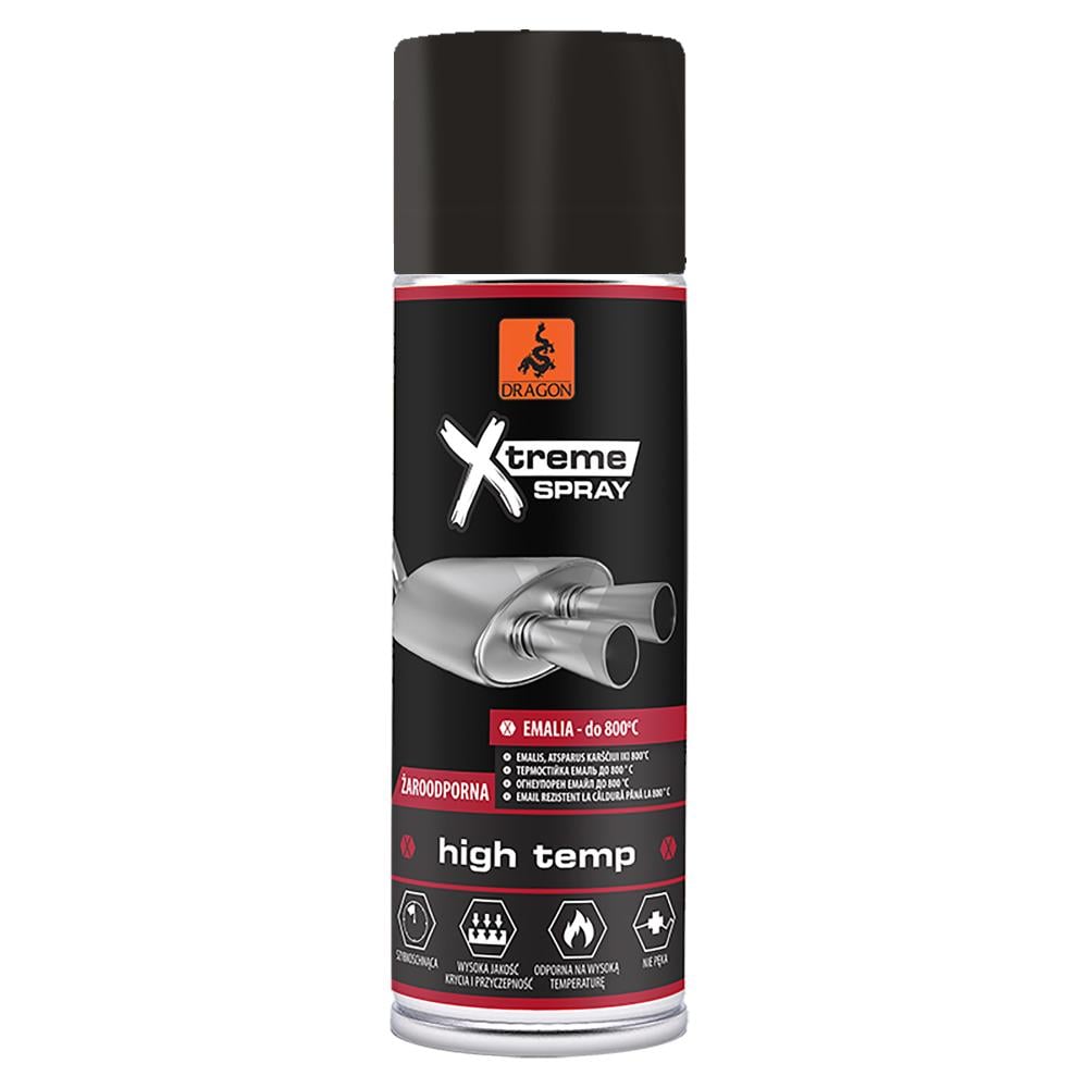 Vopsea spray pentru temperaturi inalte Dragon Xtreme, negru RAL9011, 400 ml