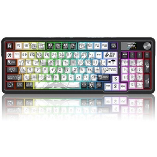 Tastatura Gaming Mecanica Bluetooth Cu Si Fara Fir Artemis Pro Anime iluminare RGB Negru Cu Alb