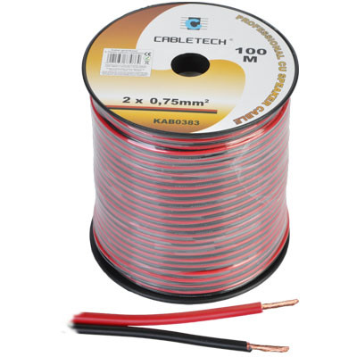 CABLU DIFUZOR CUPRU 2X0.75MM ROSU/NEGRU 100M