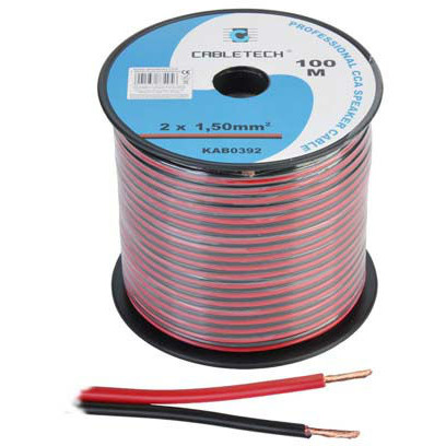 CABLU DIFUZOR CCA 2X1.50MM ROSU/NEGRU 100M