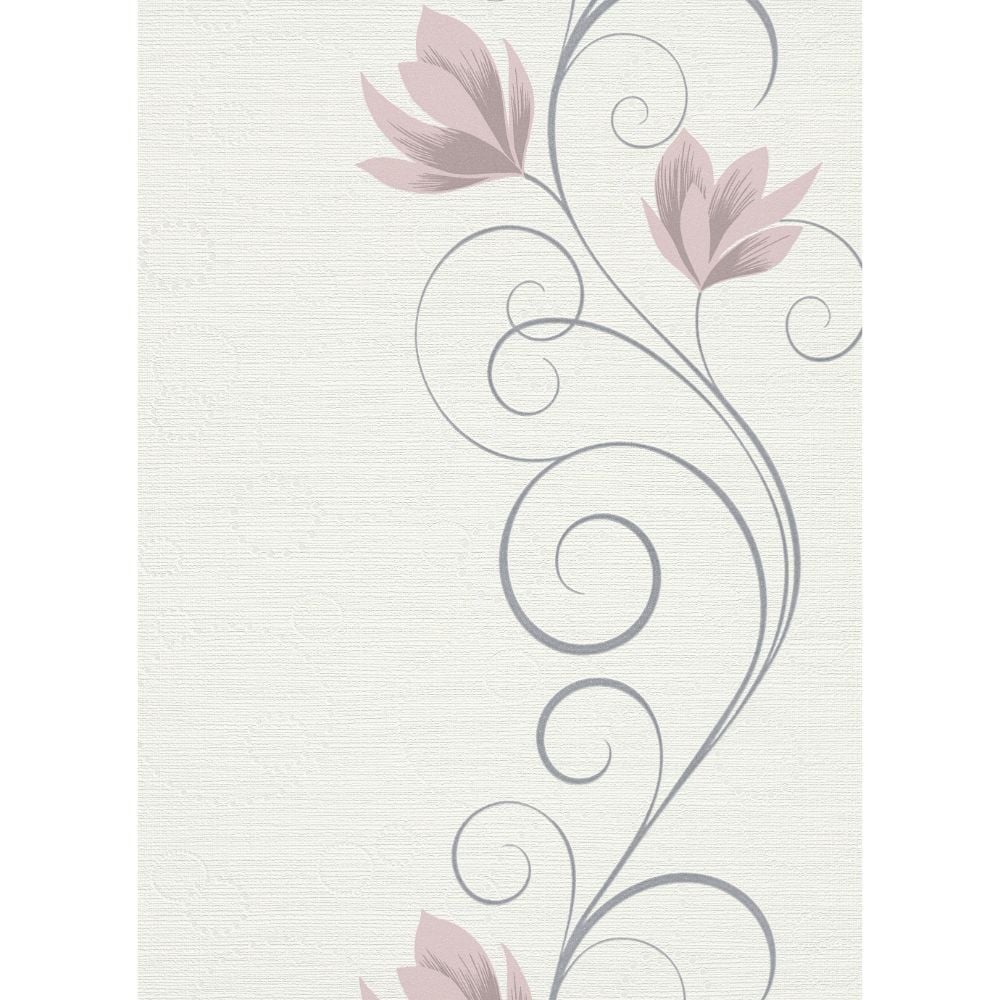 Tapet modern Erisman 1000905, bej cu flori roz, vinil, 0.53 x 10 m