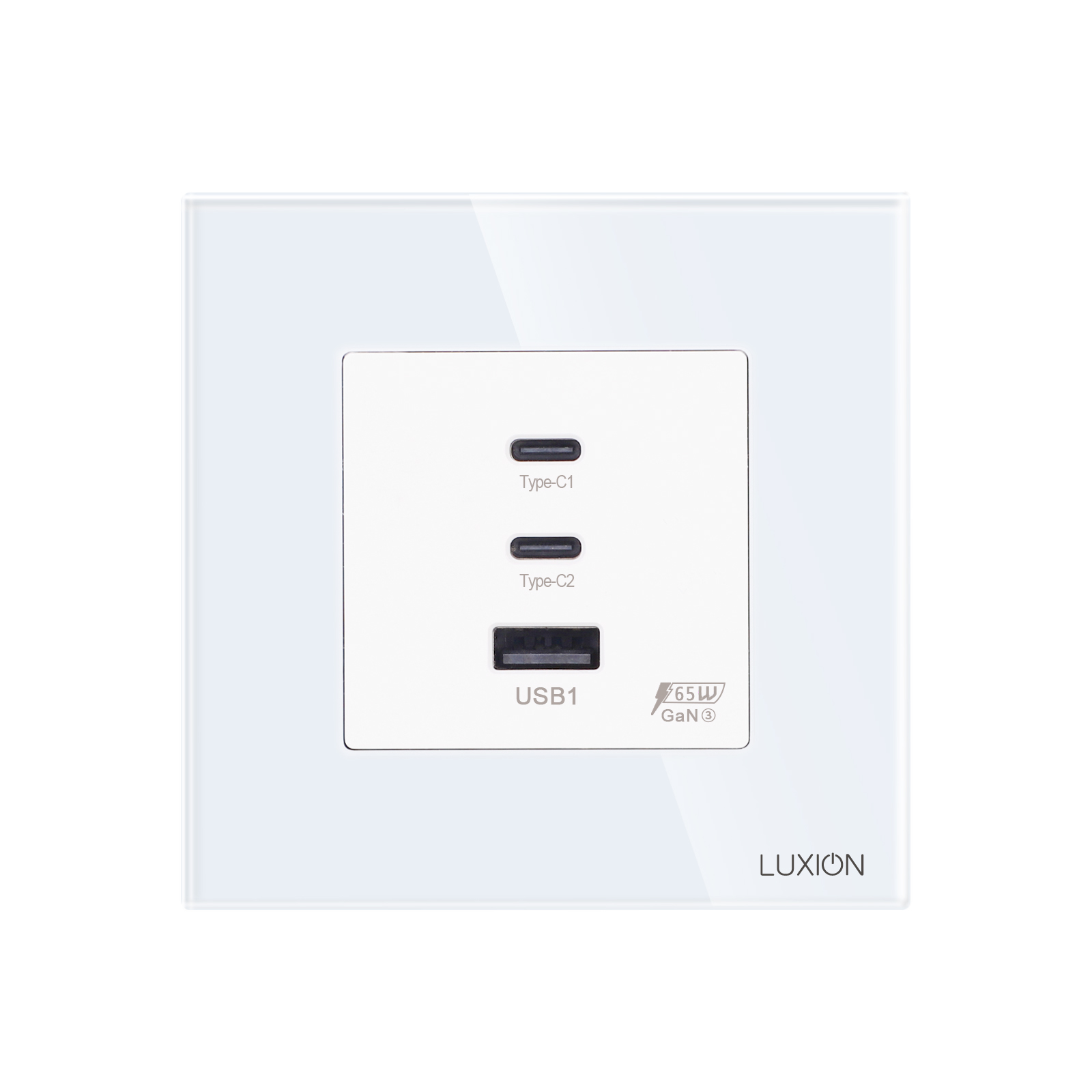 Priza Fast Charge 65W – USB-A + 2 x USB-C cu Rama din Sticla LUXION