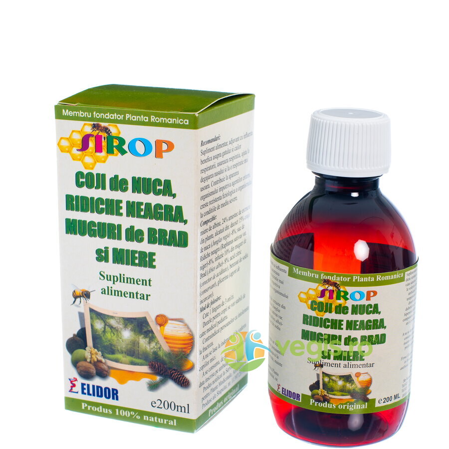 Sirop din Coji de Nuca, Brad, Ridiche Neagra si Miere 200ml