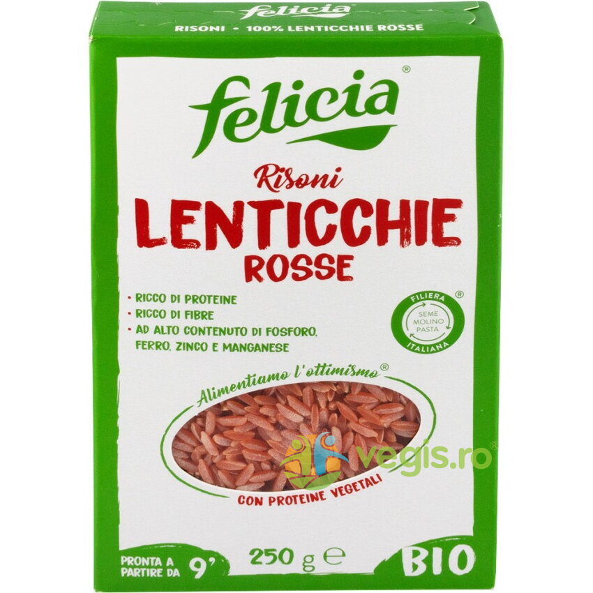 Risoni cu Linte Rosie Felicia Ecologica/Bio 250g
