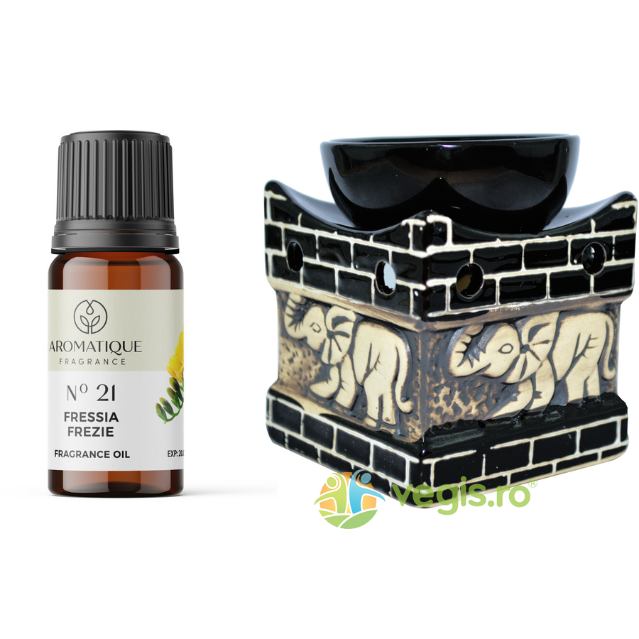 Set Ulei Aromat de Frezie Nr.21 10ml AROMATIQUE + Suport Mare pentru Ulei Aromat Elefant BISPOL